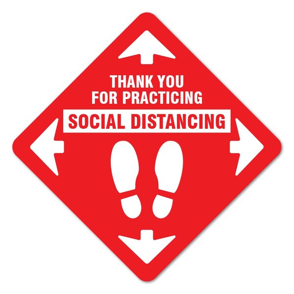 Signmission Thank You For Social Distance Red Non-Slip Floor Graphic, 7" x 7", FD-X-7-99993 FD-X-7-99993 - main